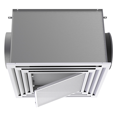4 way slot diffuser with central exhaust grill